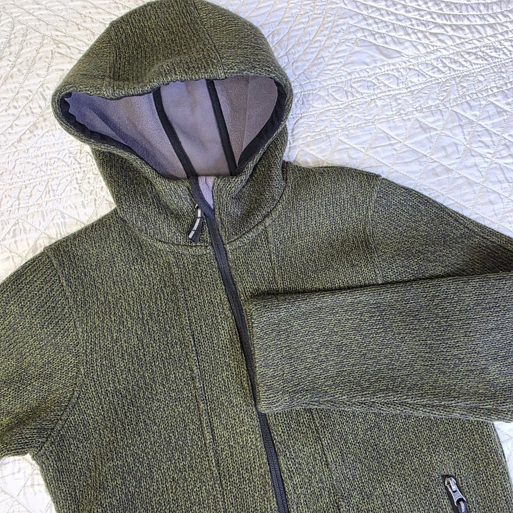 Killtec Fleece Textured Full Zip Hooded Jacket Womens Size 12 Green Zip Pockets